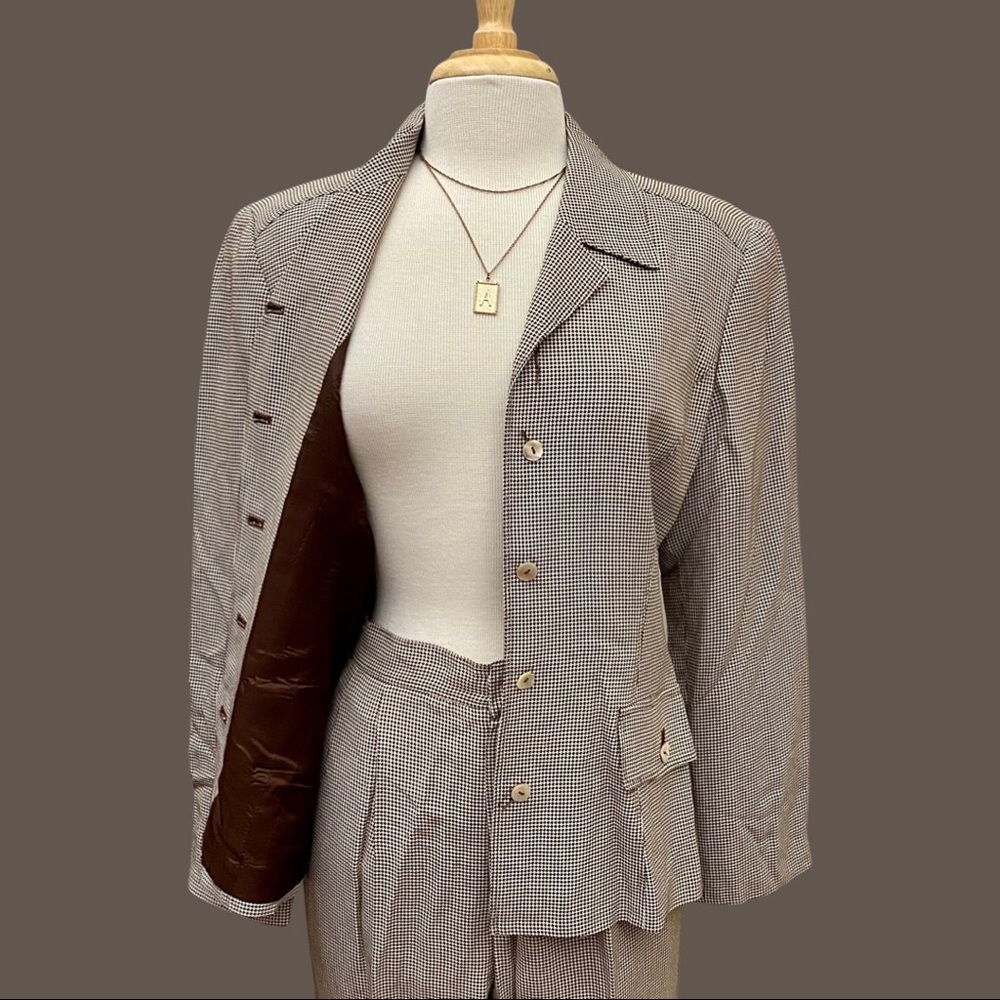 Dana Buchman Brown Houndstooth Suit Set